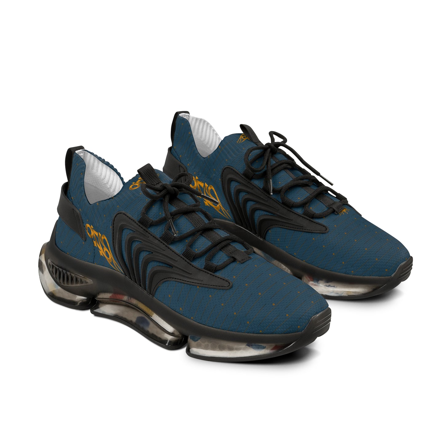 MAJBWR - Crown Deep Teal & Gold Mesh Sneakers — Diamond Edition