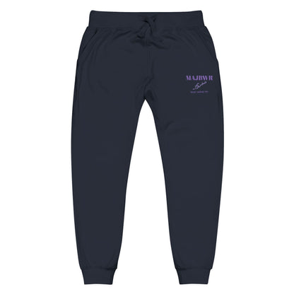 MAJBWR - Embroidered Coral Fleece Sweatpants — Relaxed Joggers with Small Script Accent