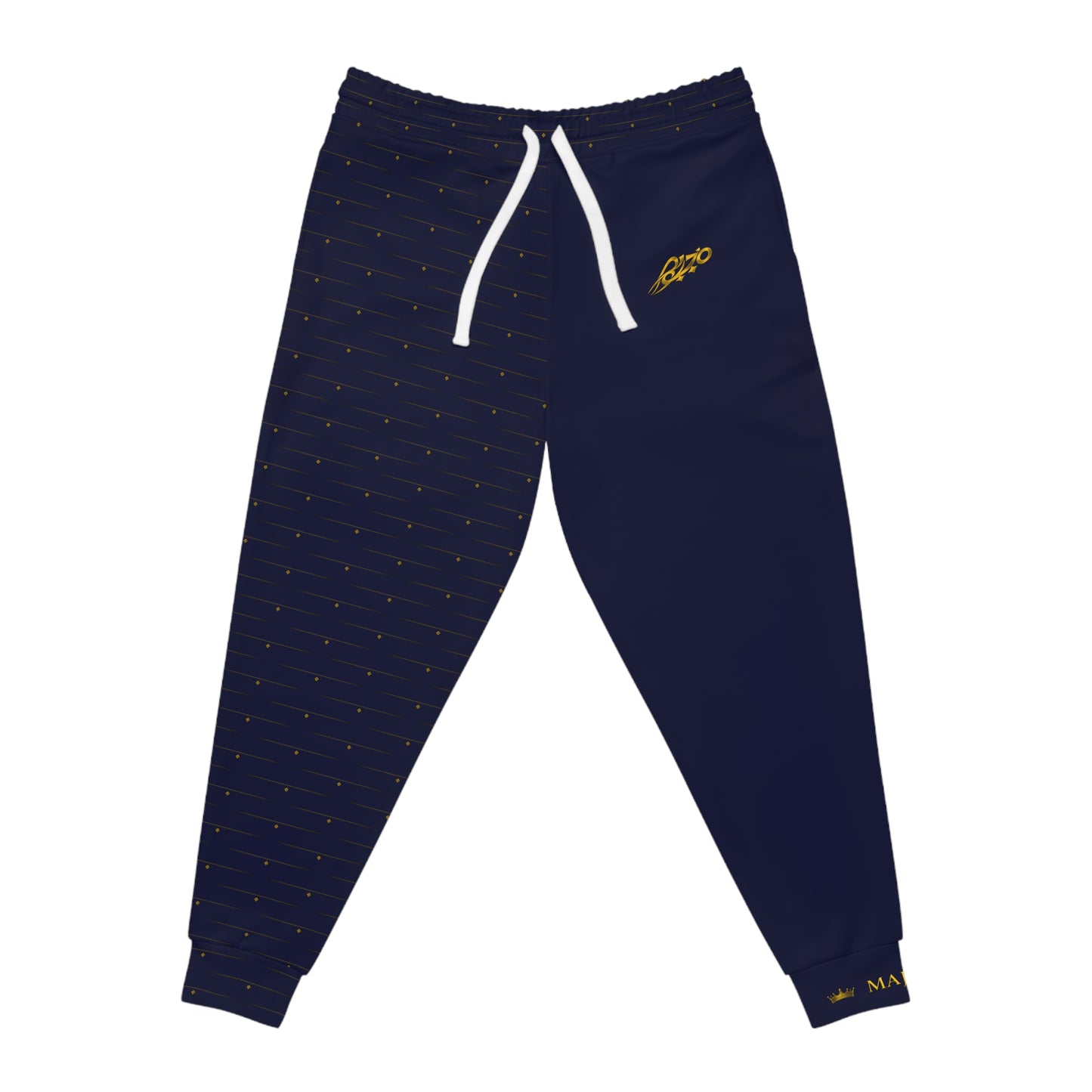 MAJBWR - Navy Athletic Joggers with Gold Crown Logo — Diamond Edition