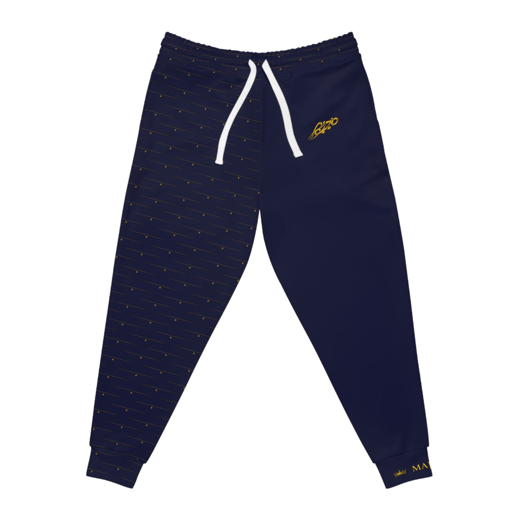 MAJBWR - Navy Athletic Joggers with Gold Crown Logo — Diamond Edition