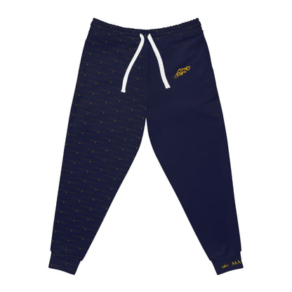 MAJBWR - Navy Athletic Joggers with Gold Crown Logo — Diamond Edition