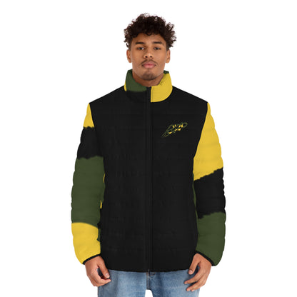 MAJBWR - Puffer Jacket — Black & Yellow Camo Crown Design