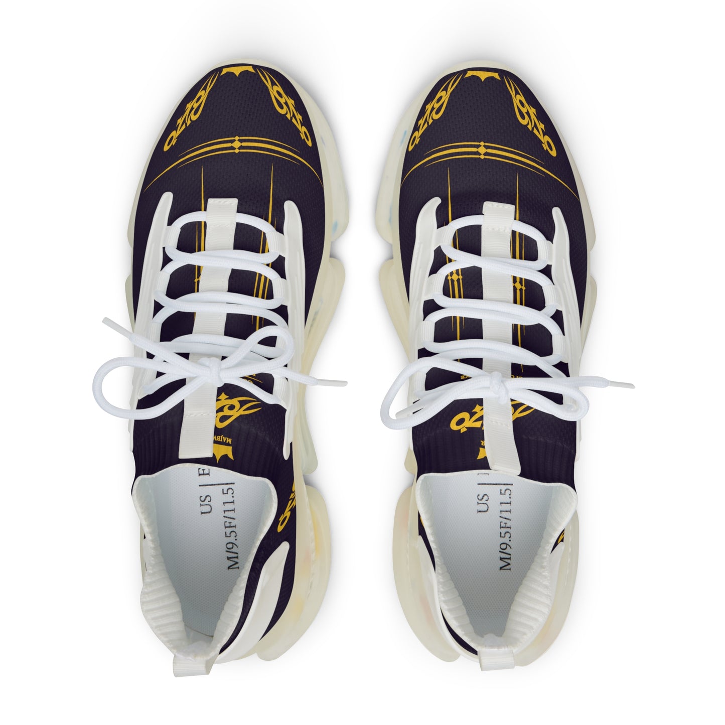 MAJBWR - Men's Mesh Sneakers — Deep Dark Purple & Gold Athletic