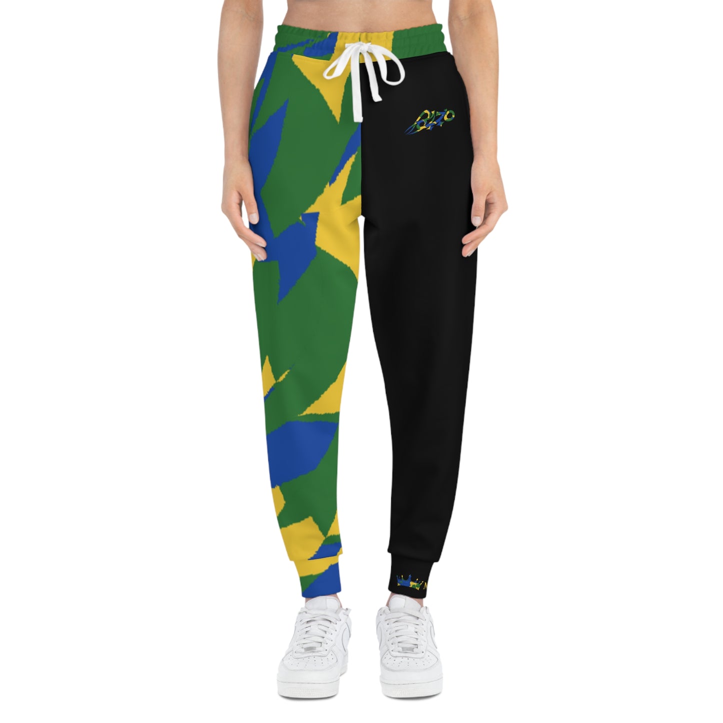 MAJBWR - Black Athletic Joggers Blue Yellow & Green  Camo Edition