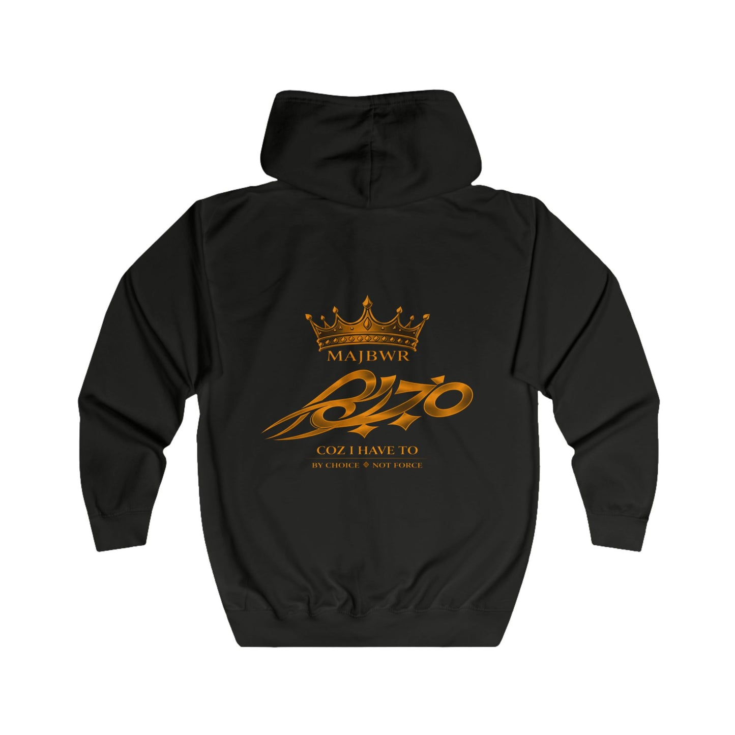 MAJBWR - Black Crown Gold Zip Hoodie —  Amber Accent