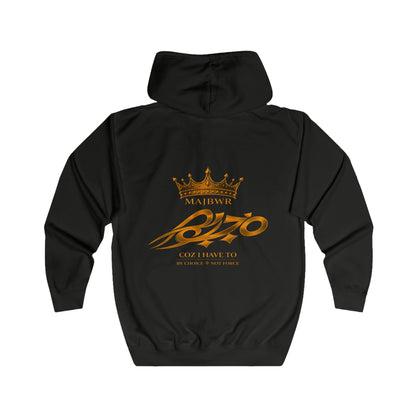 MAJBWR - Black Crown Gold Zip Hoodie —  Amber Accent