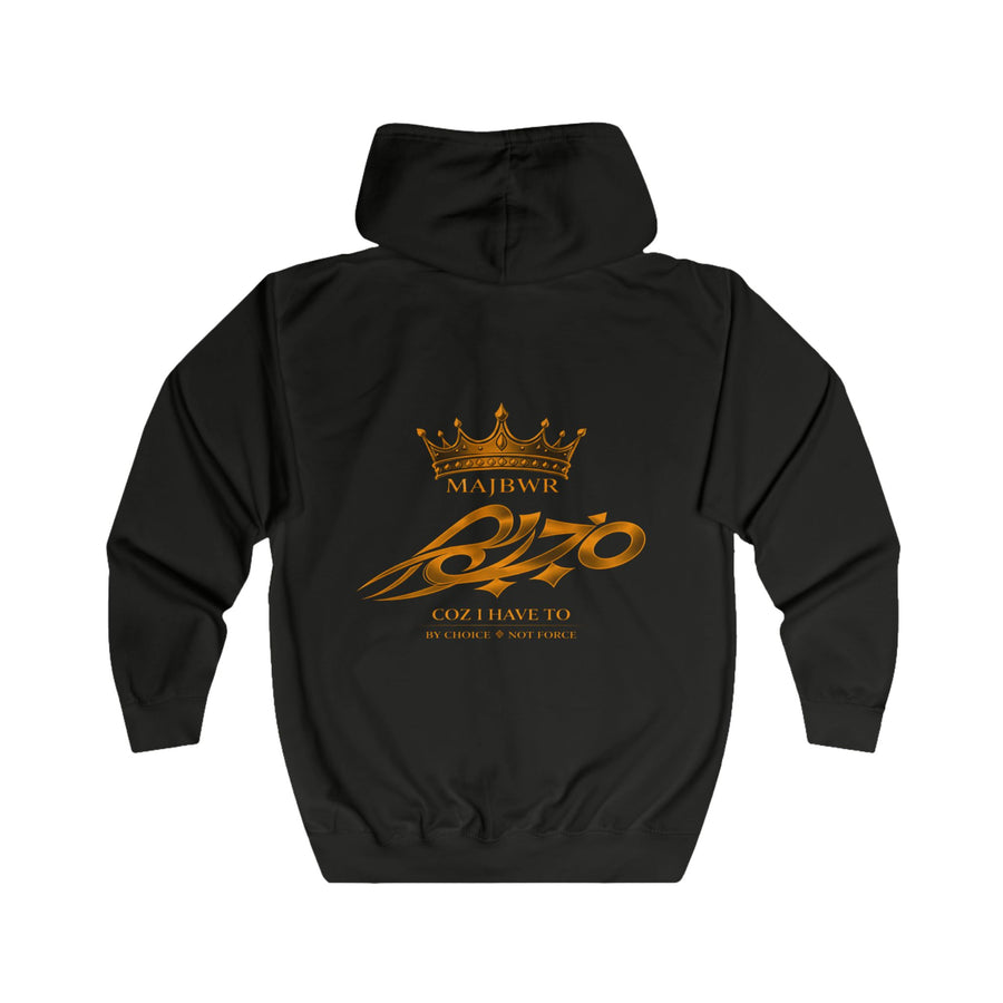 MAJBWR - Black Crown Gold Zip Hoodie —  Amber Accent