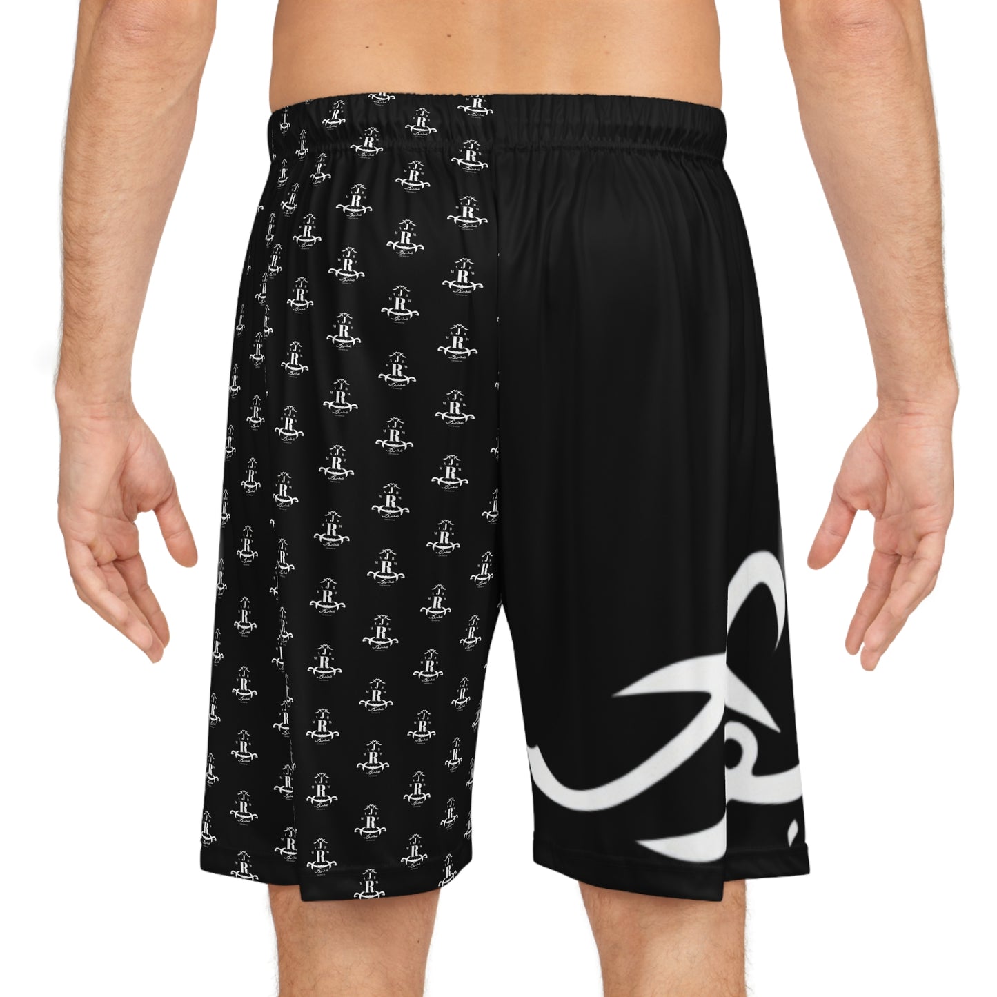 MAJBWR - Arabic Script White Athletic Shorts