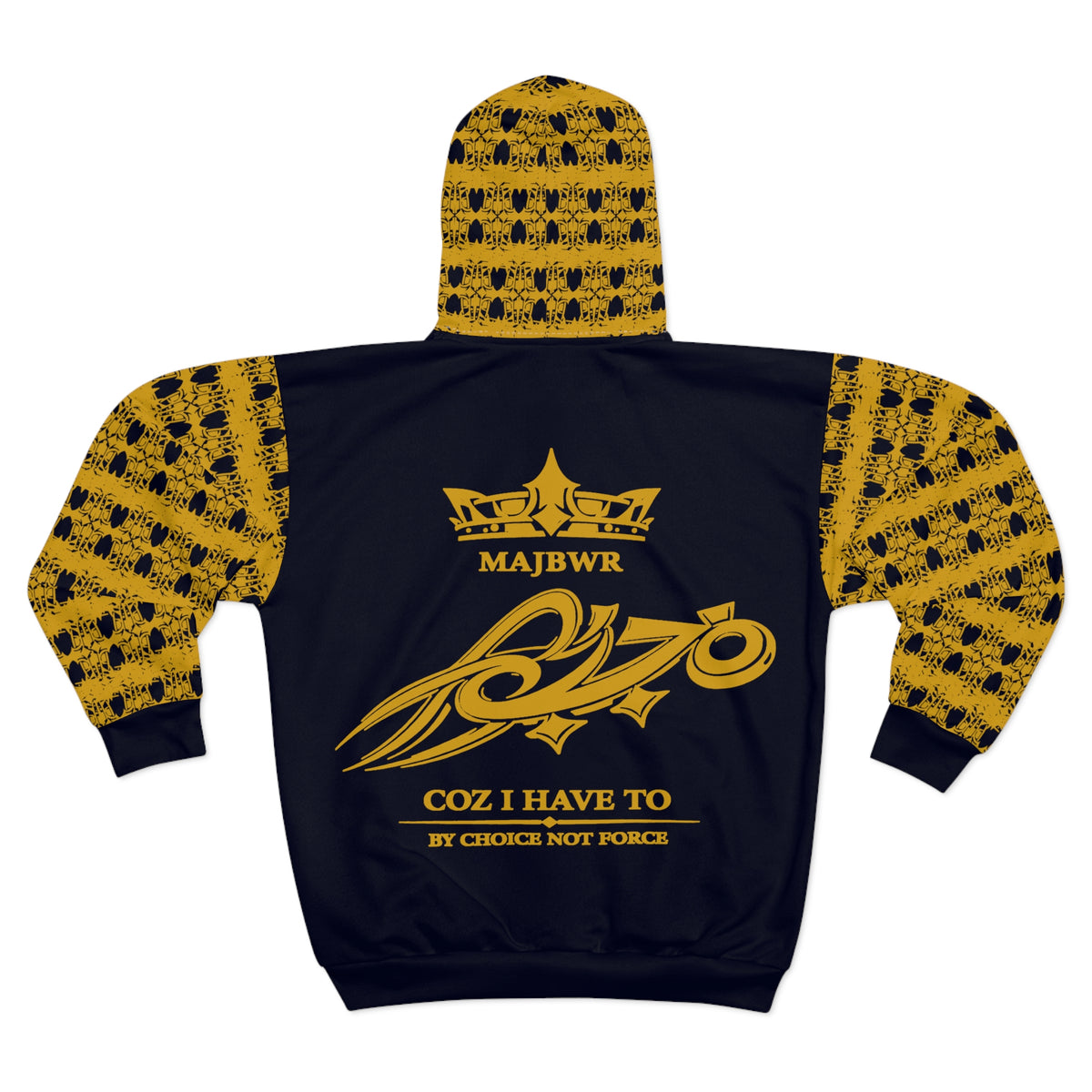 MAJBWR - Gold Crown 'Street King' Deep Dark Blue Zip Hoodie