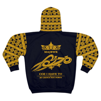 MAJBWR - Gold Crown 'Street King' Deep Dark Blue Zip Hoodie