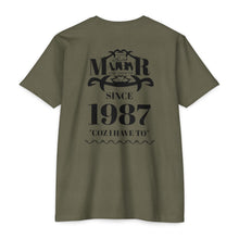 MAJBWR - Scripted Crest T‑Shirt — Minimalist Monogram Logo Tee