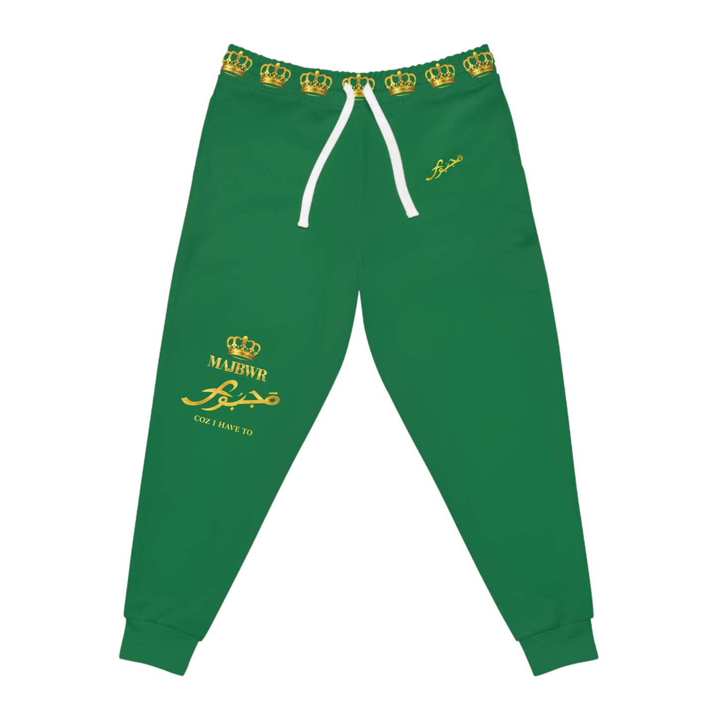 Royal Script Athletic Joggers — Green & Gold AOP
