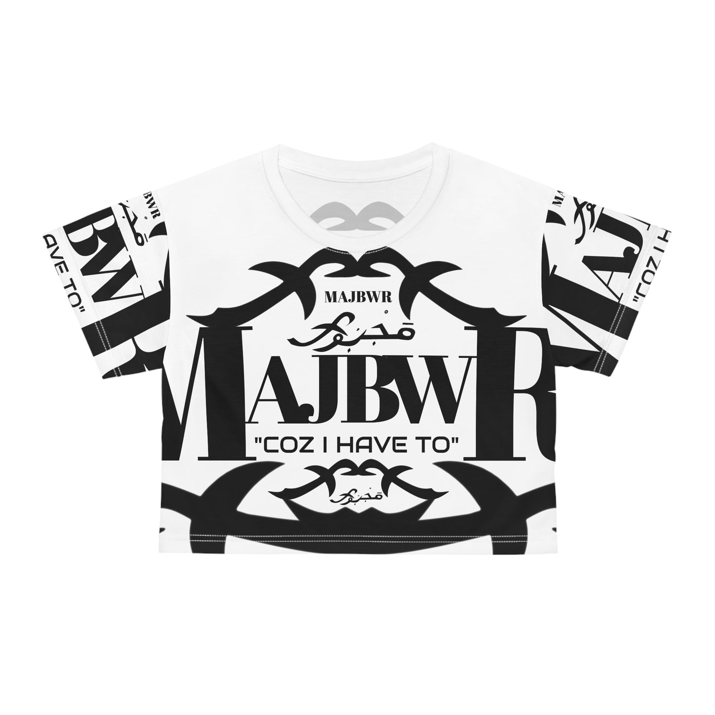 MAJBWR - Trendy Crop Tee - Majbwr Black and White Design