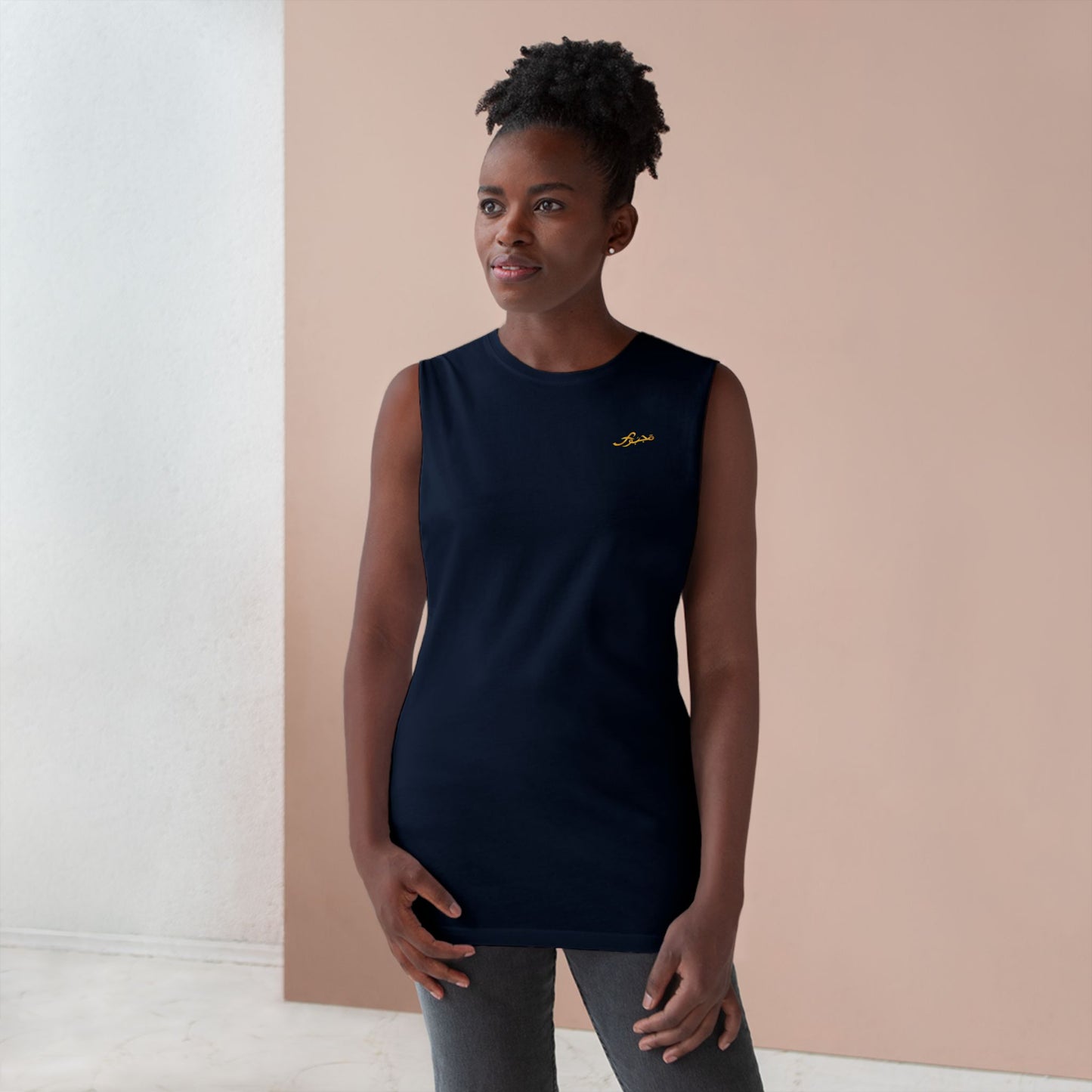 MAJBWR - Barnard Tank Top — Gold 'Majbwr' Crown Arabic Script (Coz I Have To)