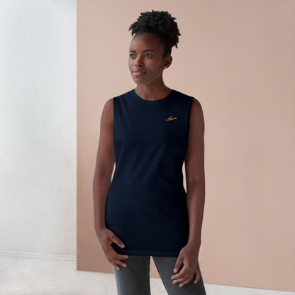 MAJBWR - Barnard Tank Top — Gold 'Majbwr' Crown Arabic Script (Coz I Have To)