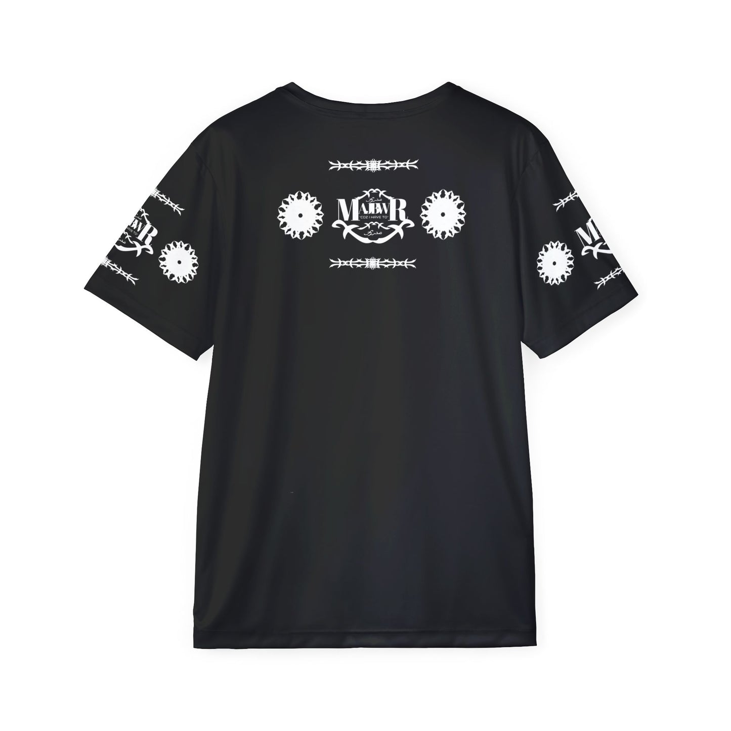 MAJBWR - Men's Black Athletic Jersey with White Crest & Gear Motif