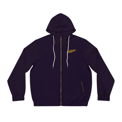 MAJBWR - Crown Diamond Zip-Up Hoodie — Deep Dark Purple & Gold