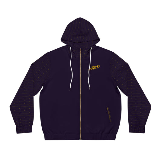MAJBWR - Crown Diamond Zip-Up Hoodie — Deep Dark Purple & Gold