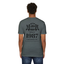 MAJBWR - Scripted Crest T‑Shirt — Minimalist Monogram Logo Tee