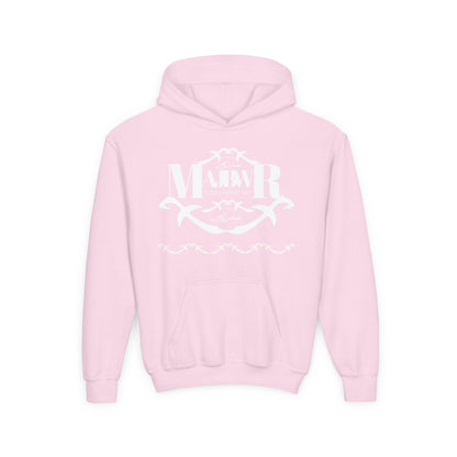 MAJBWR - Youth Hoodie — Monogram R Crest Design (Personalized Initial R, Decorative Scroll)