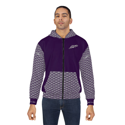 MAJBWR - Purple Ghost White Crown Graphic Zip-Up Hoodie