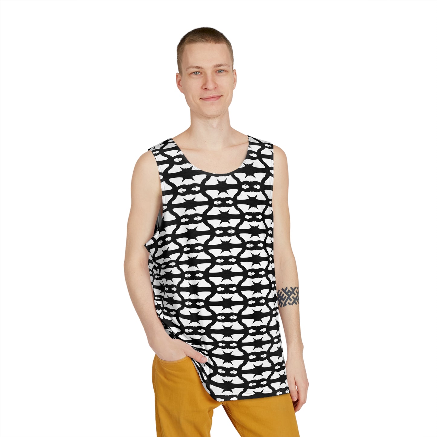 MAJBWR - Geometric Black & White All-Over Print Tank Top