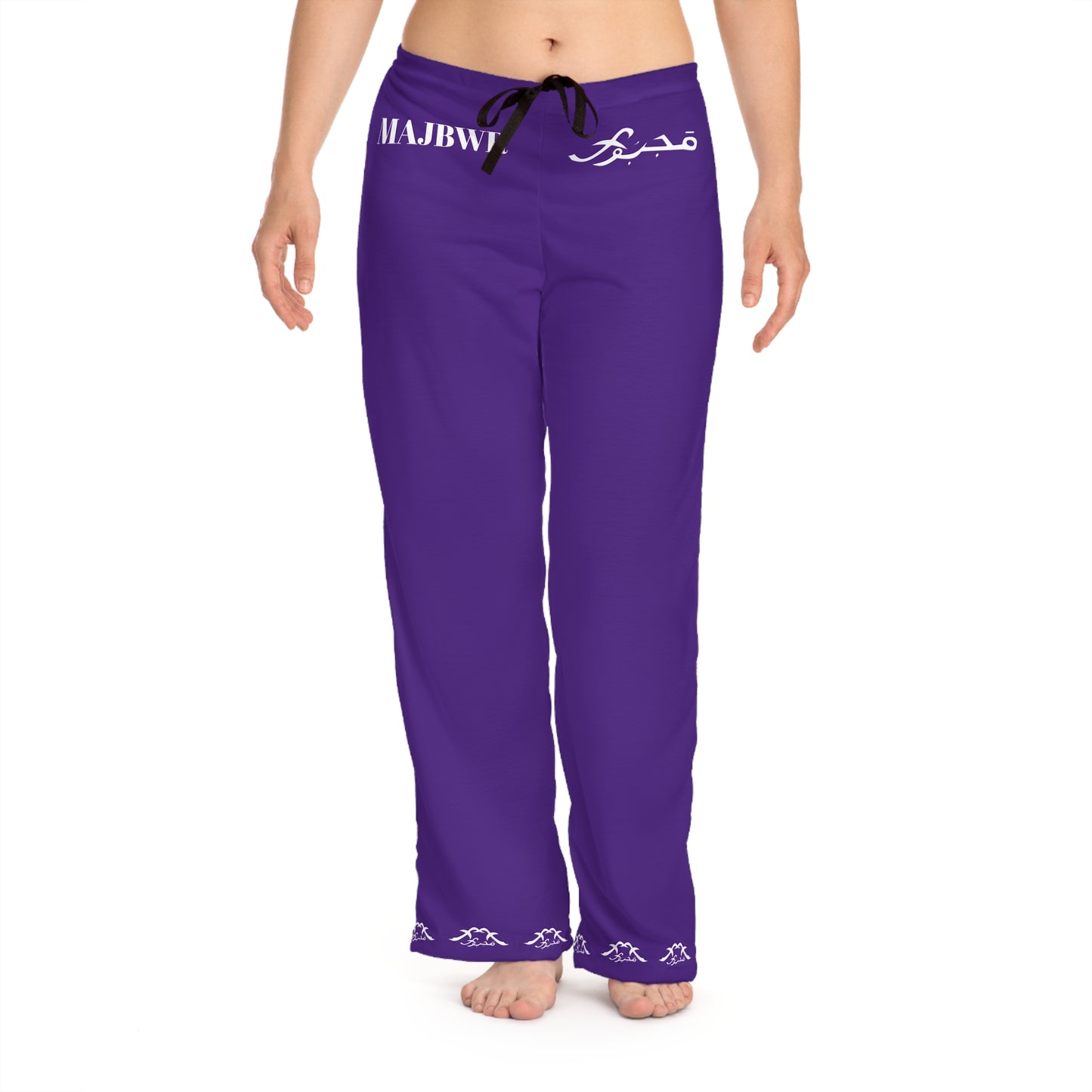 MAJBWR - Purple Women's Pajama Pants with White Wave Accent