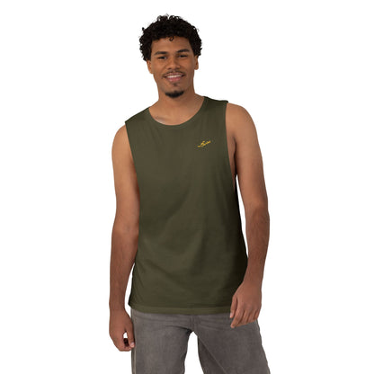MAJBWR - Barnard Tank Top — Gold 'Majbwr' Crown Arabic Script (Coz I Have To)