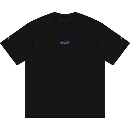 MAJBWR - Embroidered  Swords Men's Box Tee — Black/Navy with Ice Blue Accent