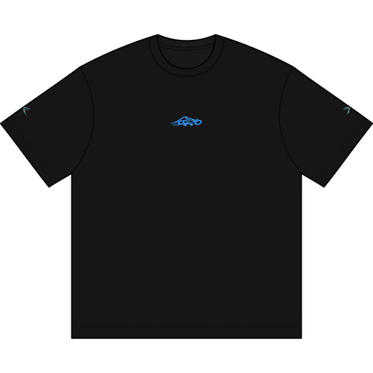 MAJBWR - Embroidered  Swords Men's Box Tee — Black/Navy with Ice Blue Accent