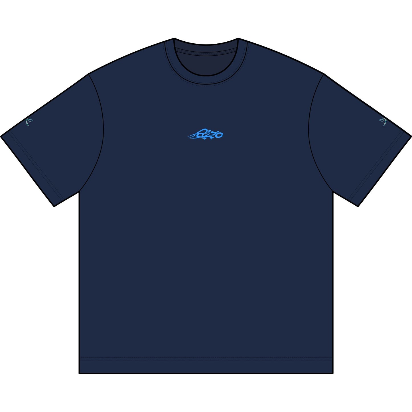 MAJBWR - Embroidered  Swords Men's Box Tee — Black/Navy with Ice Blue Accent
