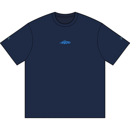 MAJBWR - Embroidered  Swords Men's Box Tee — Black/Navy with Ice Blue Accent