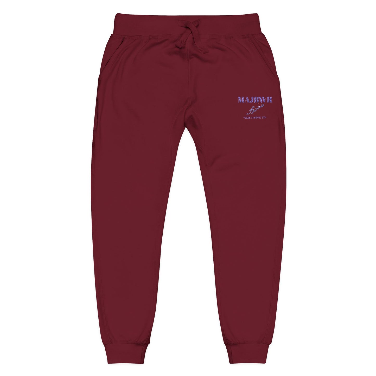 MAJBWR - Embroidered Coral Fleece Sweatpants — Relaxed Joggers with Small Script Accent