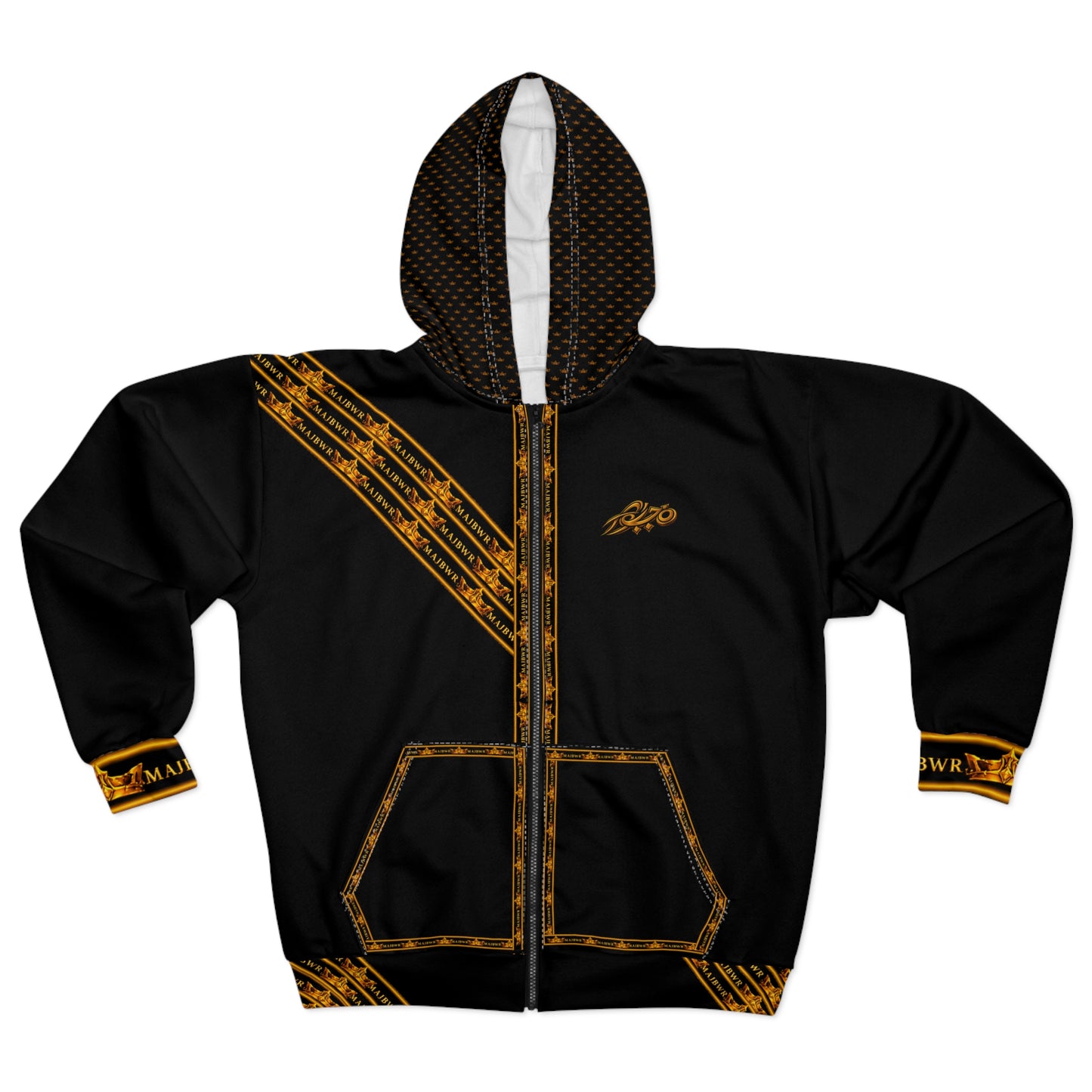 MAJBWR - Black Gold Crown Full-Zip Hoodie — Sovereign Edition