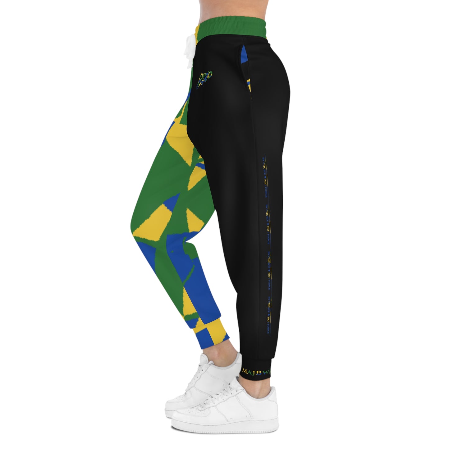 MAJBWR - Black Athletic Joggers Blue Yellow & Green  Camo Edition
