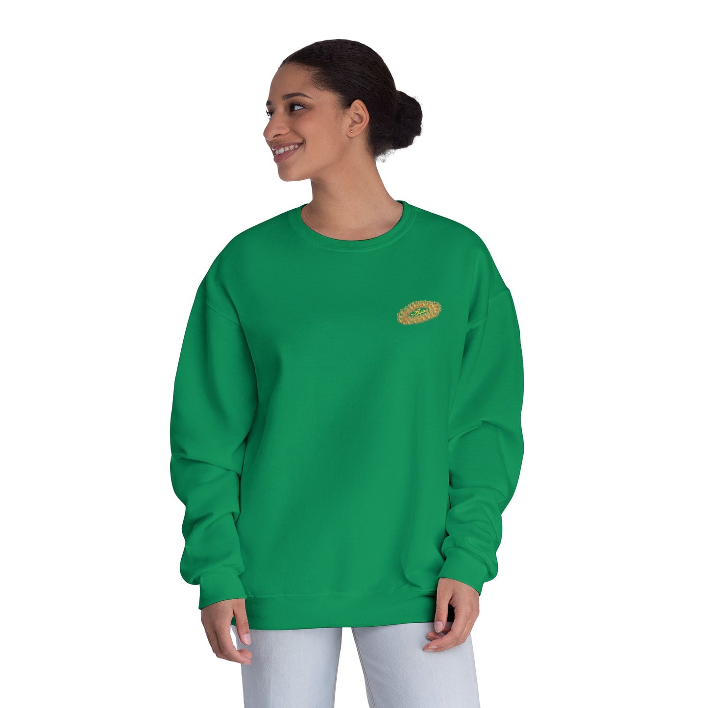 MAJBWR - Gold Crown Crewneck Sweatshirt — Arabic Script Graphic
