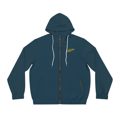 MAJBWR  - Teal & Gold Crown Diamond Zip-Up Hoodie Men's Full-Zip