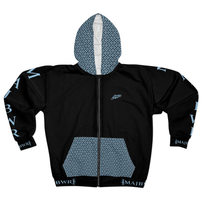 MAJBWR - Azure Black Full-Zip Designer Hoodie — Frosted Edition