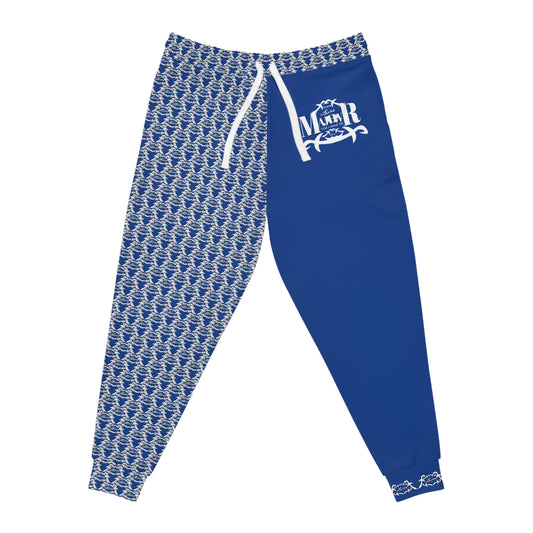 MAJBWR - Dark Blue & White Print Joggers Frontal - AOP 2 Face