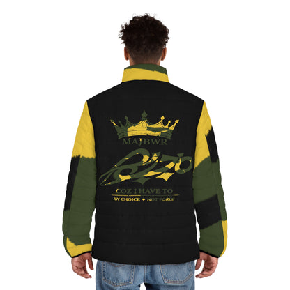 MAJBWR - Puffer Jacket — Black & Yellow Camo Crown Design