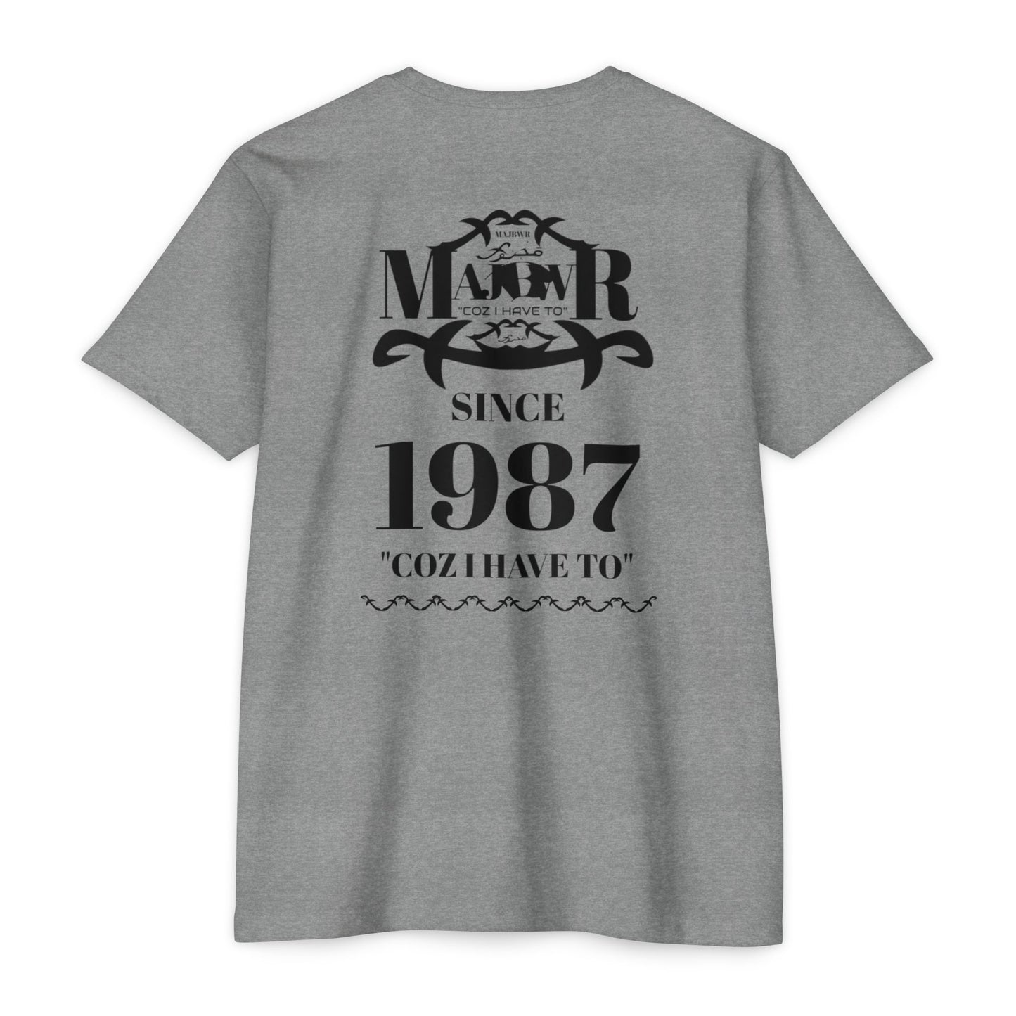 MAJBWR - Scripted Crest T‑Shirt — Minimalist Monogram Logo Tee