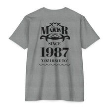 MAJBWR - Scripted Crest T‑Shirt — Minimalist Monogram Logo Tee