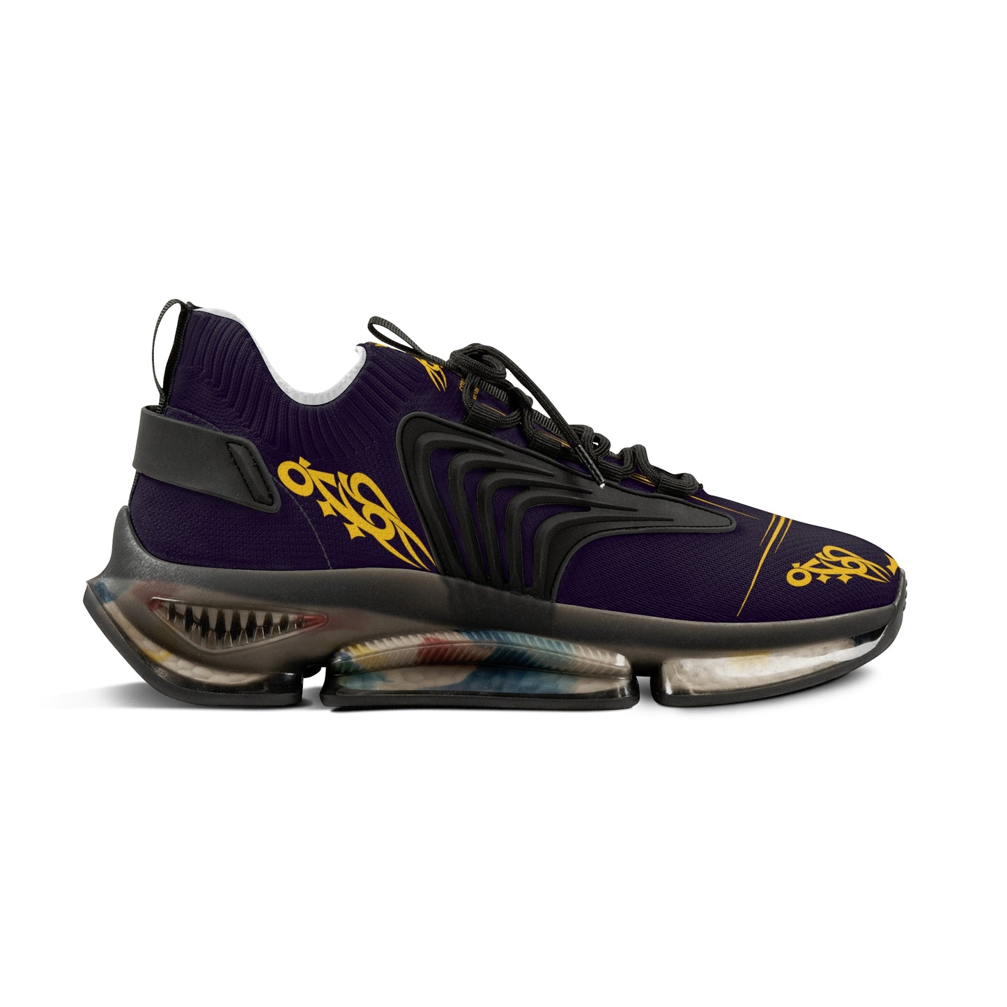 MAJBWR - Men's Mesh Sneakers — Deep Dark Purple & Gold Athletic