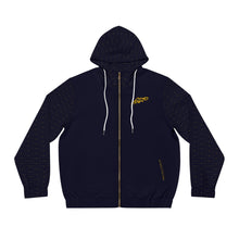 MAJBWR - Men's Full-Zip Hoodie — Deep Dark Blue Gold "MAJBWR " Crown Zip-Up Diamond Edition