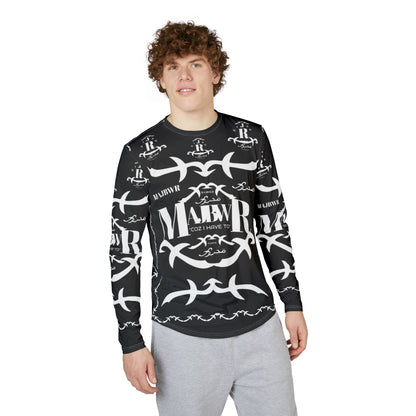 MAJBWR - Men's UV Long Sleeve Shirt — Black Arabic Calligraphy All-Over Print