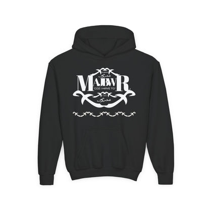 MAJBWR - Youth Hoodie — Monogram R Crest Design (Personalized Initial R, Decorative Scroll)