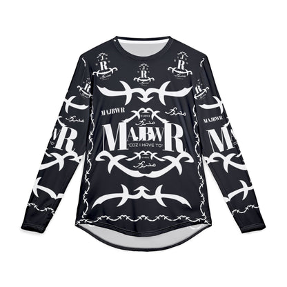 MAJBWR - Men's UV Long Sleeve Shirt — Black Arabic Calligraphy All-Over Print