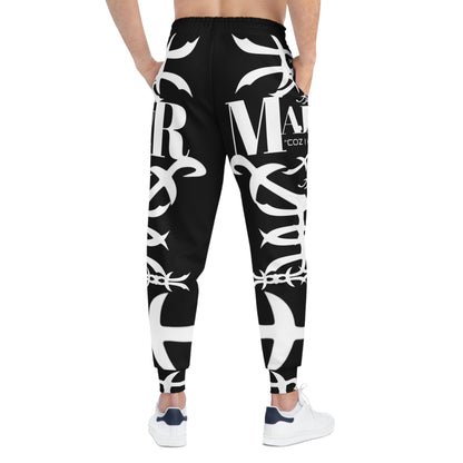 MAJBWR - Tribal Logo Athletic Joggers — Black Graphic Streetwear Sweatpants