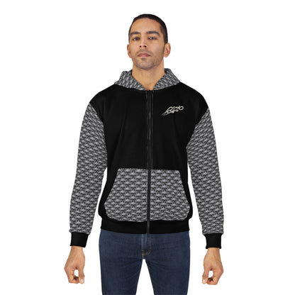 MAJBWR - Zip Hoodie —  Crown Logo Black & Grey Graphic Zip-Up