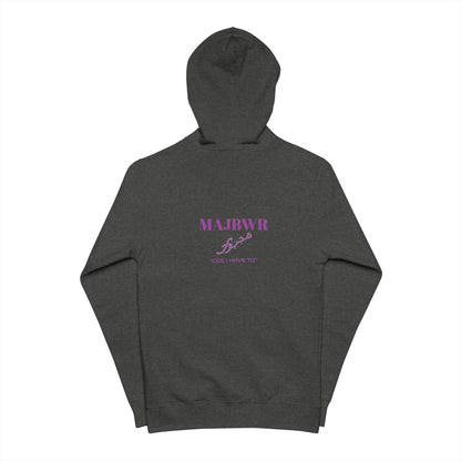 MAJBWR - Purple Caligrophy Zip Up Fleece Hoodie "COZ I HAVE TO"